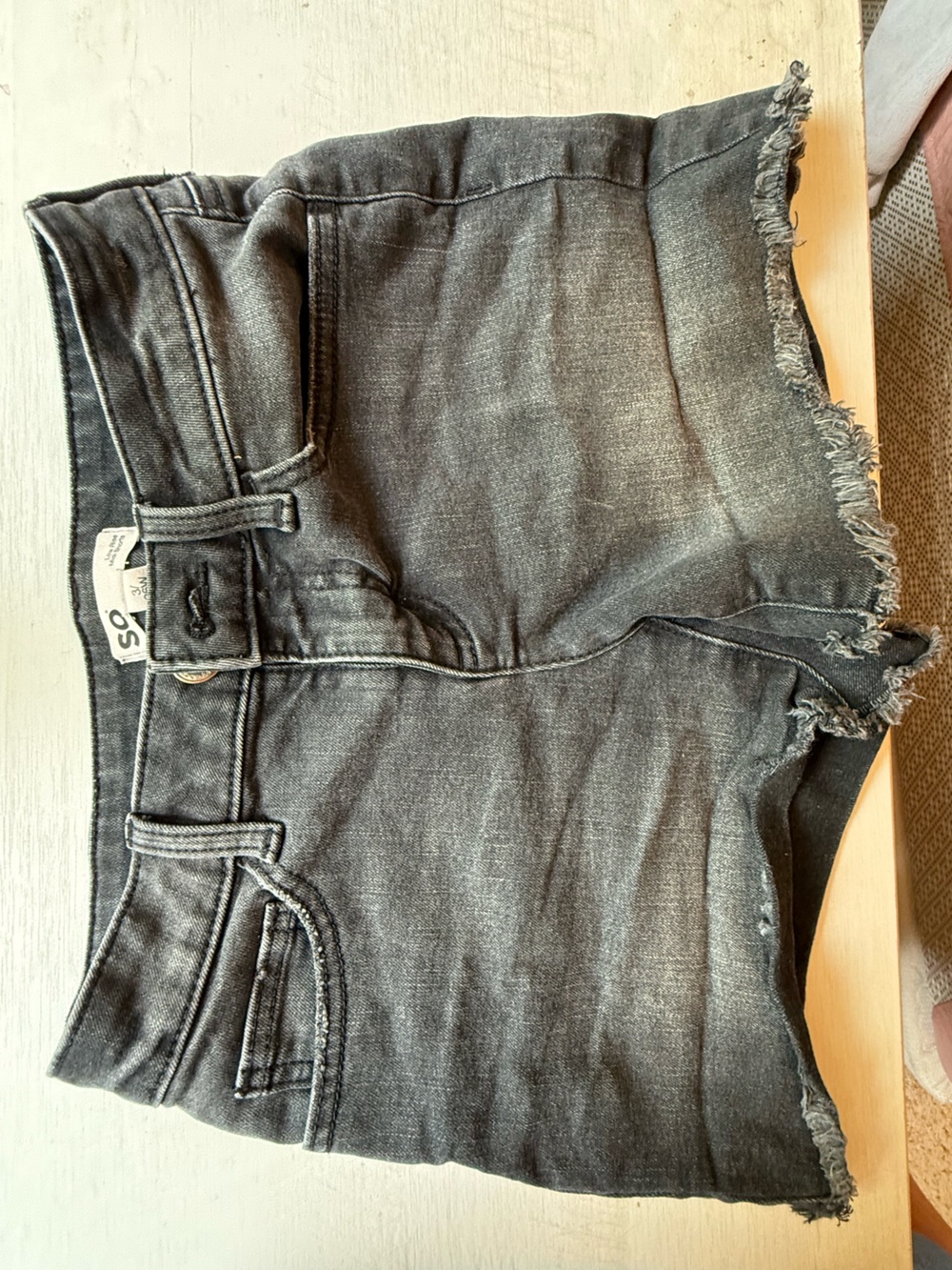 SO Black Washed Frayed Denim Cutoff Shorts